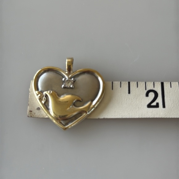 Vintage Gorham Sterling Silver Dove Heart Pendant Cubic Zirconia Serenity Prayer - Picture 7 of 11